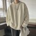 Autumn And Winter Solid Color Texture Knitted Sweater Men's Loose Sweater Round Neck Top Clothes_viptrois.com