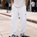 Men's Streetwear Cargo Pants – Oversized Straight-Leg Hip-Hop Joggers With Utility Pockets, Trendy High-Street Fashion (Black/White/Navy, S-Xxxl)_viptrois.com