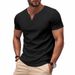 Men's Clothing Hot Selling V Neck Shirt Quick Drying Skin Friendly Loose Solid Color Short Sleeved T Shirt_viptrois.com