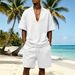 Men's Casual Sportswear Set – Breathable V-Neck T-Shirt & Comfort Shorts – Summer Athleisure Two-Piece Outfit_viptrois.com