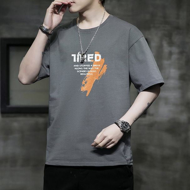 Men's Summer Short Sleeved T-shirt Loose Short Sleeved Printed Top_viptrois.com