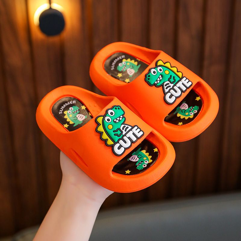 Children's summer anti slip cartoon dinosaur sandals with soft soles for home bathing, children's slippers 2-7 years old_viptrois.com
