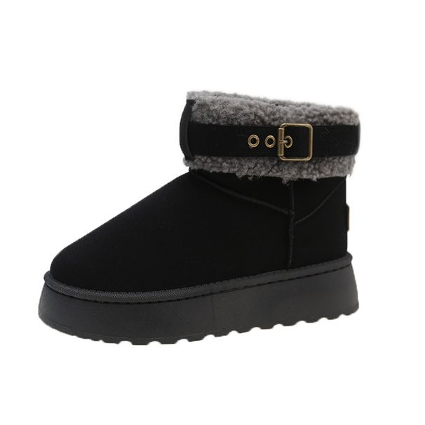 Women's Snow Boots With Fleece Thickened Winter Muffin Thick-soled Warm Short Boots Cotton Shoes_viptrois.com