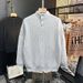 Premium Core-Spun Knit Sweater For Men - Winter High Neck Pullover With Textured Jacquard Design - Soft & Warm Grey & Black Unisex Casual Top_viptrois.com