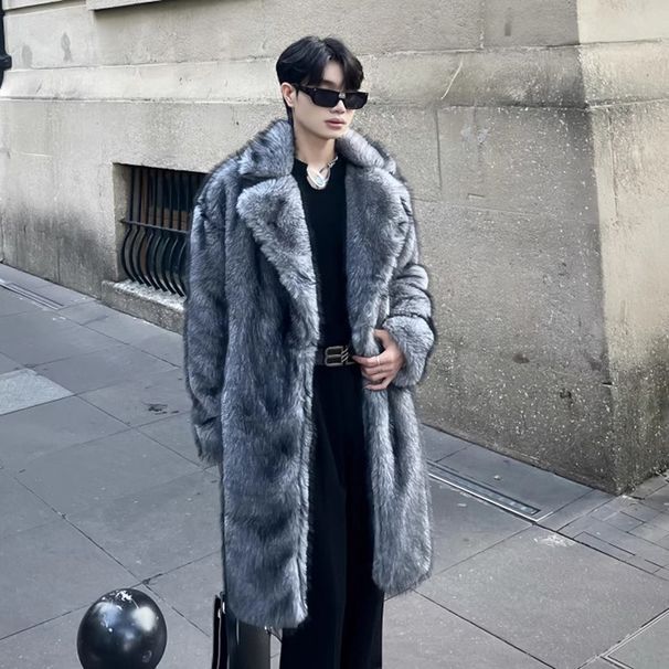Men's Clothing Men's Fur Coat New Style Warm Cold Resistant Fox Fur Coat Winter Fashion All Match Fur Mink Trench Coat_viptrois.com