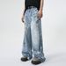 Men's Clothing | 2025 Summer New Products American Street Graffiti Fun Straight Leg Mopping Jeans Trend_viptrois.com