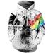 Men's High Street Loose Hooded Sweater, Sweatshirt, Hot-selling In Europe And America, Contrasting Colors, Eagle Graffiti 3D Printing_viptrois.com