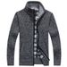 Loom European Size Winter Long Sleeve Stand Collar Fleece Cardigan Sweater Men's Knitted Jacket Cross-Border E-commerce_viptrois.com