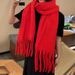 2025 New Soft Fluffy Solid Color For Women Winter Thickened Cashmere Shawl Korean Style Warm Neck Scarf_viptrois.com
