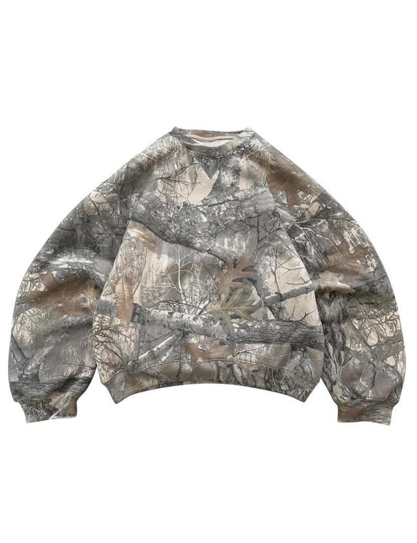 Men's Clothing Sweatshirt Round Neck Drop Shoulder Sleeves Tree Leopard Print 3D Digital Printing_viptrois.com