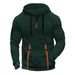 Men's Fashion Hooded Sweatshirt – Trendy Zip-Up Pullover With Multi-Pockets, Slim Fit Casual Jumper (Black/Light Gray/Dark Gray/Green/Navy, S-XXL)_viptrois.com
