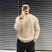 Sweater Men's Autumn/Winter Loose Solid Color Interior Knitted Sweater Sweater Thread Clothes_viptrois.com