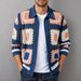 Men's Vintage Crochet Knit Cardigan Long Sleeve Openwork Shirt Casual Loose Fit Boho Style Fashion Trends_viptrois.com