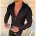 New 2025 Summer British Style Solid Color Brushed Cardigan Long Sleeve Youth Fashion Hooded Men's Shirt_viptrois.com