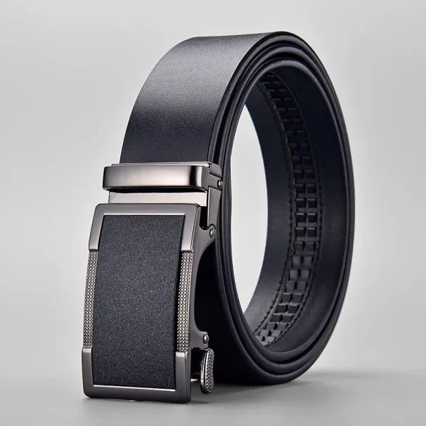 Men High Quality Real Genuine Leather Belt Business Cowskin Famous Brand Metal Automatic Buckle Belts Waist Straps For Jeans_viptrois.com