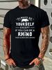 Rhino Lover Gift Rhinoceros Art Funny Black Animal Gifts Christmas T-shirt Fashion Summer Stretched Designer Clothes Top For Everyday Wear_viptrois.com