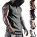 Summer Men's Loose Vest New Casual Hooded Sports T-shirt Short Sleeved Men_viptrois.com
