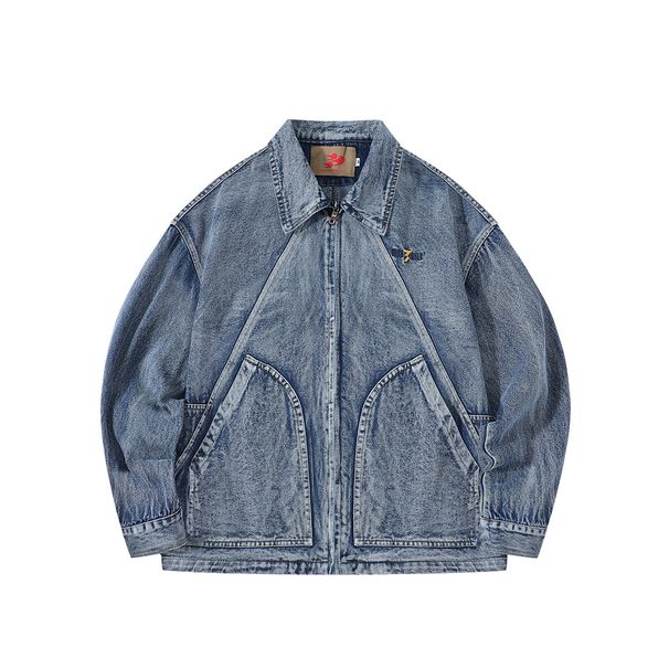 Beijie Wear American Trendy Brand 2025 Spring New Heavy Industry Washed Cowboy Men's Embroidered Work Jacket_viptrois.com