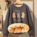 Men's Clothing Lambskin Round Neck Sweatshirt With Trendy Print And Velvet For Teenagers, Winter Warm Long Sleeved Jacket Top_viptrois.com