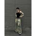 Men's Clothing Double Layer Two Piece Yellow Mud Distressed Dirty Wasteland Paris High End Wide Leg Jeans_viptrois.com