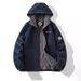 Men's Clothing Thickened Double-Layer Fleece Hooded Jacket - Winter Warm Pullover For Cold Weather (Navy, Khaki, Gray, Black, China Red) - XS To 3XL_viptrois.com
