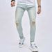 Men's Stretch Ripped Skinny Jeans - High Elasticity Slim Fit Denim Pants For Casual Wear (Black, Blue, Gray) - Sizes 28-38_viptrois.com