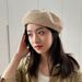 Korean Spring Summer Fashion British Beret Hat For Women Linen Breathable Thin Style_viptrois.com