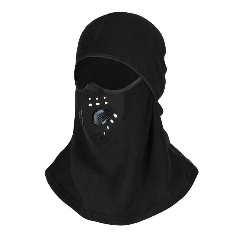 Winter Thermal Balaclava Face Mask With Filter - Windproof Fleece Lining For Men's Motorcycle, Skiing & Outdoor Sports - Stretchable Polyester (Black)_viptrois.com
