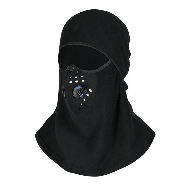 Winter Thermal Balaclava Face Mask With Filter - Windproof Fleece Lining For Men's Motorcycle, Skiing & Outdoor Sports - Stretchable Polyester (Black)_viptrois.com
