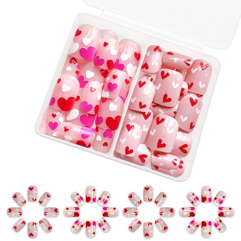 Short Square Bright Multi-color Love Fashion All-match Wear Nail Art Patch Combination European and American Foreign Trade ins48 Pieces_viptrois.com