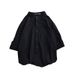 Men's Trendy Stand Up Collar Shirt Style Black And White Casual Long Sleeved Jacket Three Quarter Sleeve Handsome Summer_viptrois.com