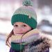 Young Girls Clothing scarf three piece set with velvet contrast color fur ball hat scarf gloves three piece set warm wool blend_viptrois.com