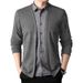 CT Spring And Autumn Fashion Men's Clothing Two-Piece Shirt Collar Knitted New Long Sleeve Slim Fit Casual Cardigan_viptrois.com