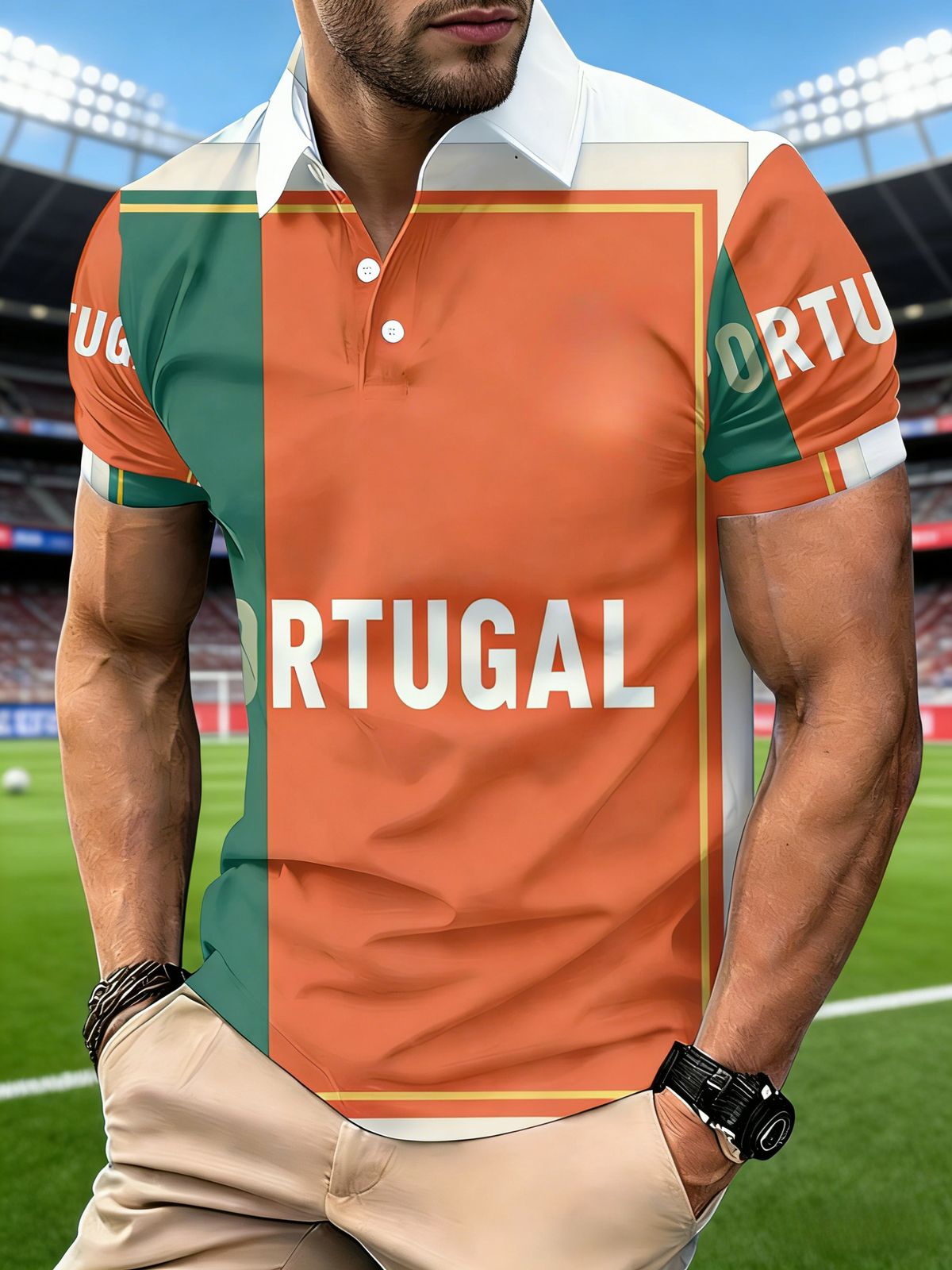 Polo Uomo Taglio Dritto Traspirante Asciugatura Rapida Fantasia Portoghese Color Block, Colletto Manica Corta Estivo Casual Quotidiano_viptrois.com