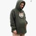 Unisex Fleece Zip-Up Hoodie – Oversized Pet-Friendly Pullover With Cozy Sherpa Lining, Streetwear Essential For Fall (Black/Olive/Blush)_viptrois.com