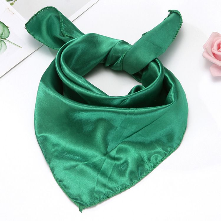 New Single Solid Color Professional Performance Unisex Silk Flight Attendant Bank 50 Colors Satin Small Square Scarf_viptrois.com