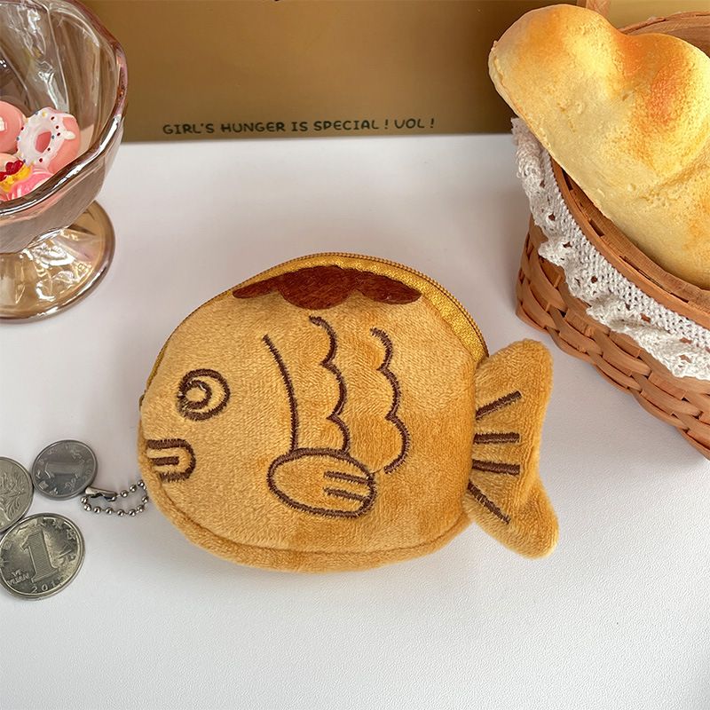 Cute Plush Taiyaki Coin Purse Earphone Lipstick Coin Data Cable Small Fish Bag Keychain Pendant Wholesale_viptrois.com