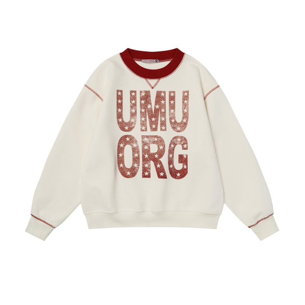 Street Style Letter Print Crew Neck Sweatshirt Loose Fit Men's Spring Autumn Vibe Trendy Brand American Color Block_viptrois.com