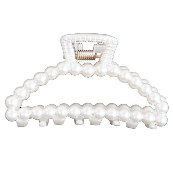Luxury French Elegant Pearl Claw Clip - Japanese-Korean Style Premium Love Heart & Square Shark Clip For Back-of-Head Updos_viptrois.com
