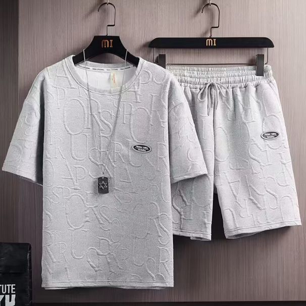 Men's Summer Outfit 2-Piece Set Fashion Casual Short Sleeve T-Shirt And Shorts For Teen Boys Youth Comfortable Athletic Streetwear_viptrois.com