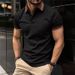Men's Polo Shirt Solid Color Button Casual Fashion Short Sleeved T Shirt Men's Tops_viptrois.com