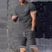 Men's Casual Sports Suit Fitness Short Sleeved T Shirts And Shorts_viptrois.com