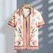 Large Size Men's Trendy Short Sleeve Shirt Loose Fit Casual Lapel Polyester Summer Shirt Printed Modern Stylish_viptrois.com