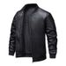 Men's Faux Leather Jacket - Slim Fit Double Breasted Biker Coat, Windproof Casual Blazer For Everyday Wear (Black, Sizes M-3XL)_viptrois.com