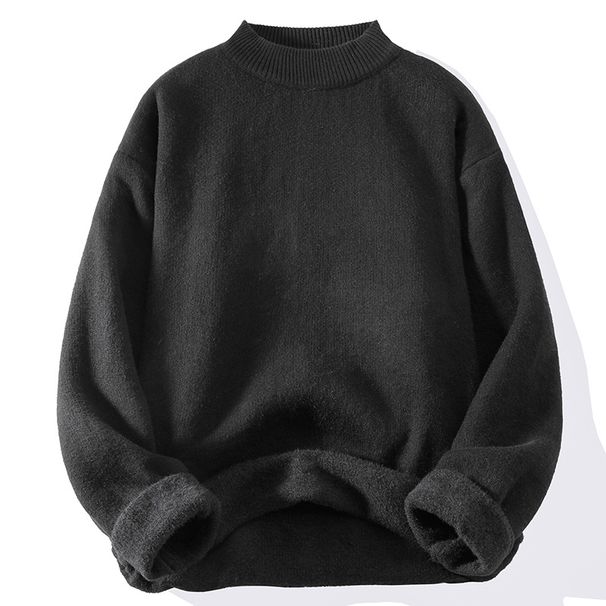 Men's Chunky Knit Sweater – Oversized Mockneck Pullover (Black/Grey/Army Green/Beige) – Winter Streetwear Essential (M-3XL)_viptrois.com