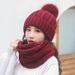 wool Knitting Ladies Autumn And Winter Fashion Warm Version Of The Trendy All-match Plus Fleece Hat Scarf Set_viptrois.com