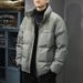 Men’s Winter Puffer Jacket – Slim Fit Stand Collar Coat With 90% White Goose Down (550FP, M-3XL) In Sage Grey/Black/Biscuit Brown_viptrois.com