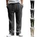 "Men's Jacquard Striped Wide-Leg Trousers Size, Loose Fit, Drawstring Waist, Casual Straight Pants (Black/Dark Gray/Army Green/Khaki, S-XXXL)"_viptrois.com