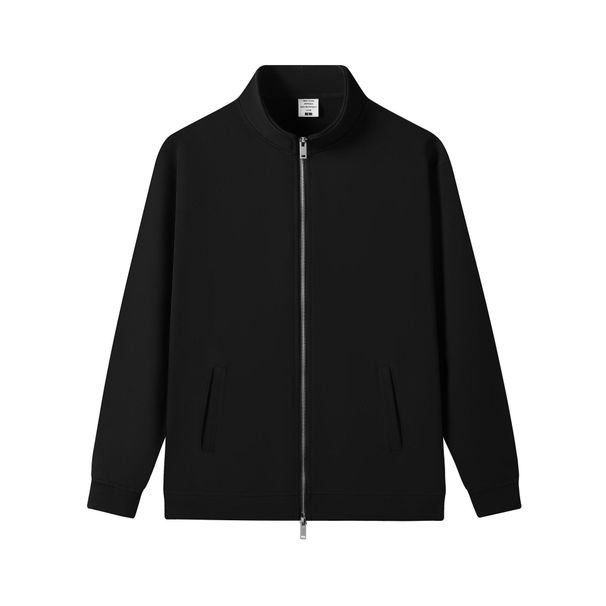 Unisex Heavyweight 420g Terry Cloth Zip-Up Cardigan Jacket - Stand Collar, Oversized Fit, Soft & Breathable For Men & Women_viptrois.com
