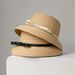 Hepburn Style Natural Raffia Bow Straw Hat For Women For Summer Travel Sun Protection Bucket Hat Bowler Hat_viptrois.com